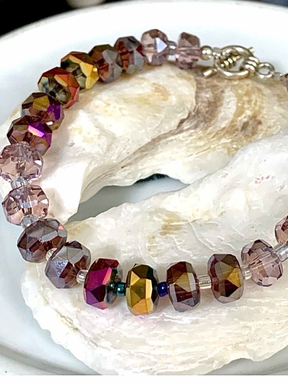 Pink & Burgundy Frost Austrian Crystal Beaded Bracelet